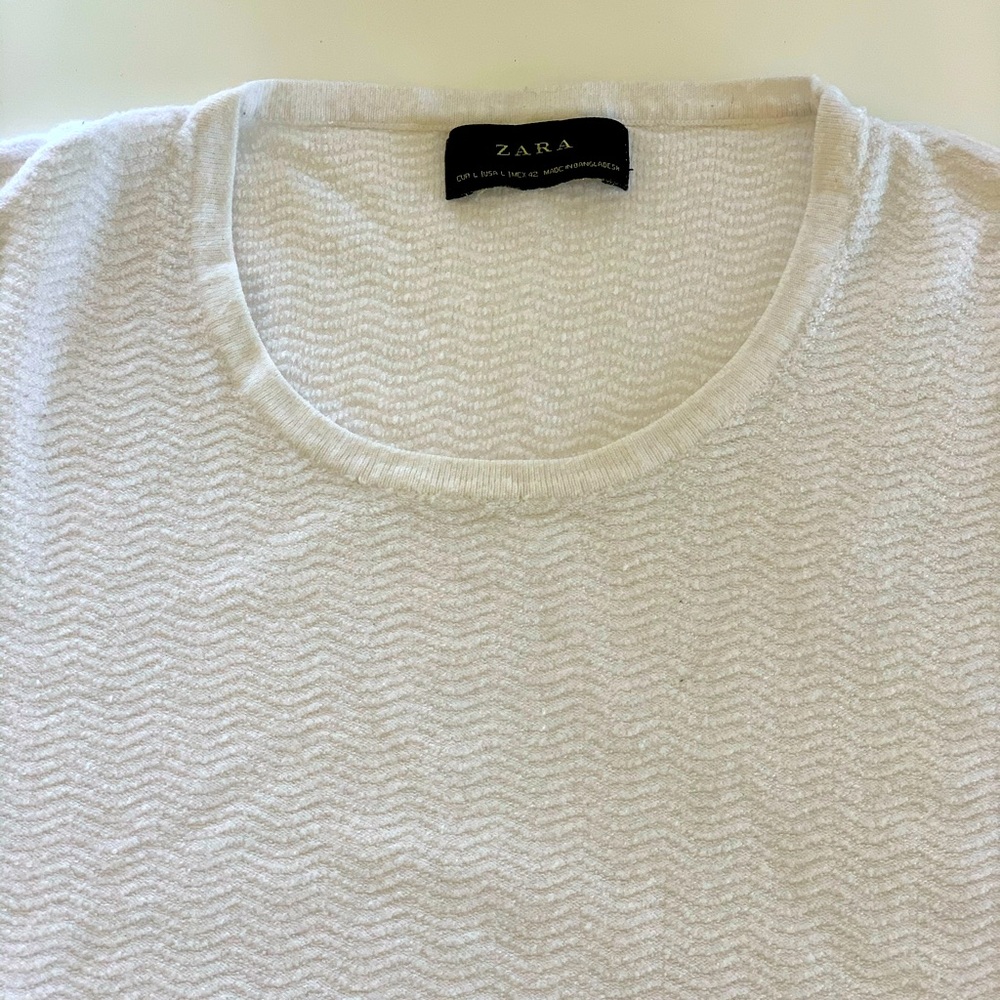 Zara white textured knit top